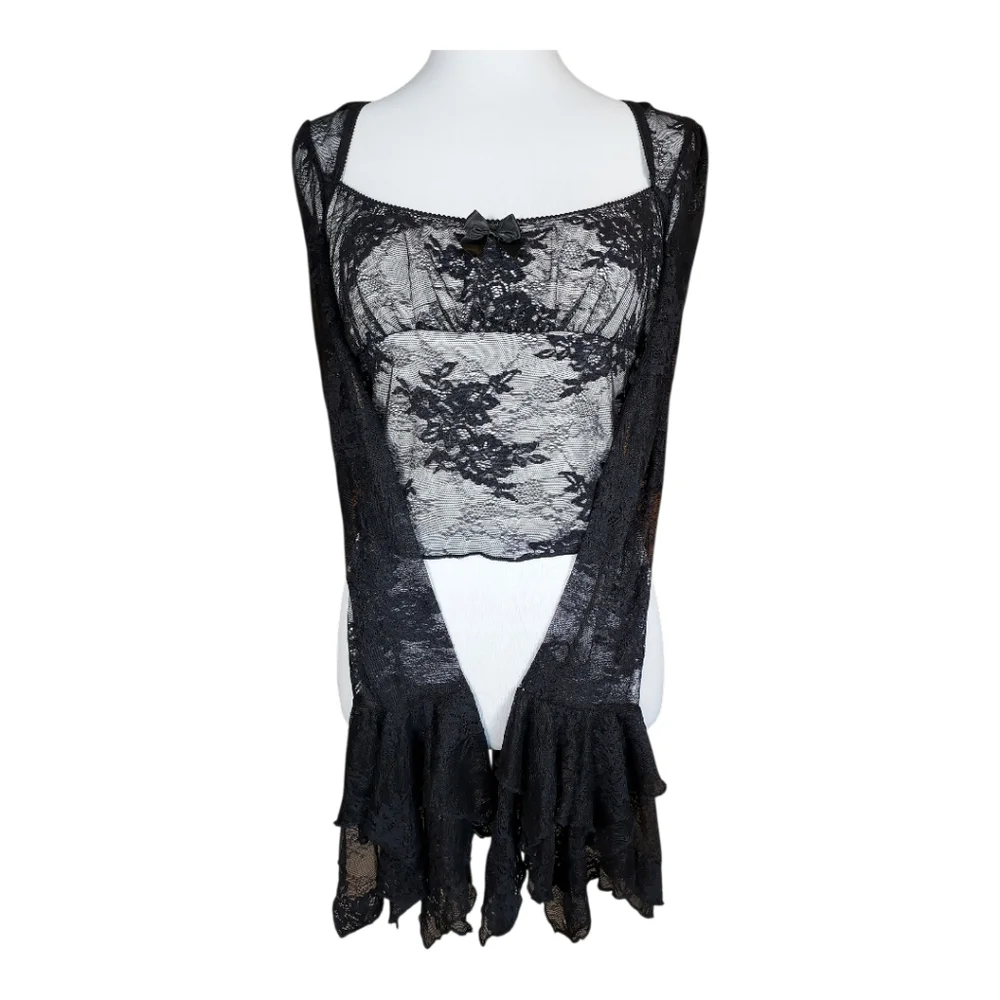 Dolls Kill Widow NWT Goth Whimsigoth Steampunk Coquette Festival Alt Lace Top L - Picture 5 of 10